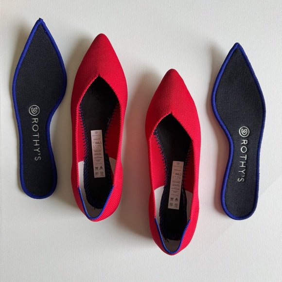 Rothy's The Point in Bright Red Women's Flats Size 6.5 - Picture 6 of 8